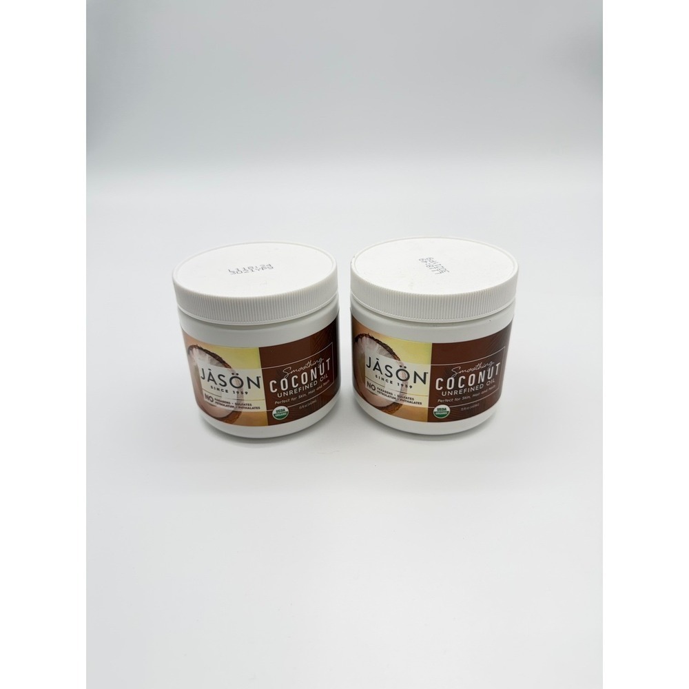 Jason Smoothing Coconut Unrefined Oil 15.8oz Organic Hair Skin Nails 2 Pack